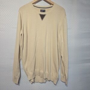 G.H.‎ Bass & Co Men's Sweater XL Beige Tan Cotton Blend Long Sleeve Crewneck...